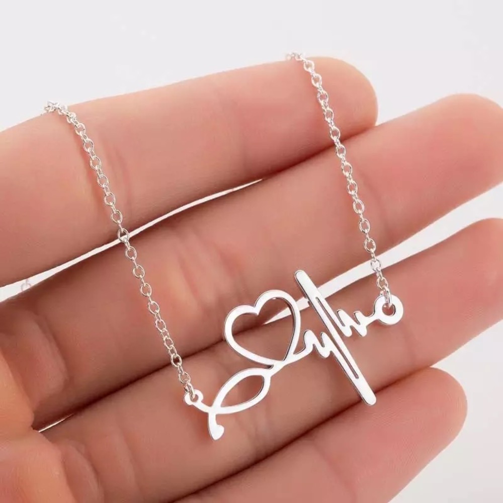 Stainless Steel Heartbeat EKG Necklace 🌸🌸
